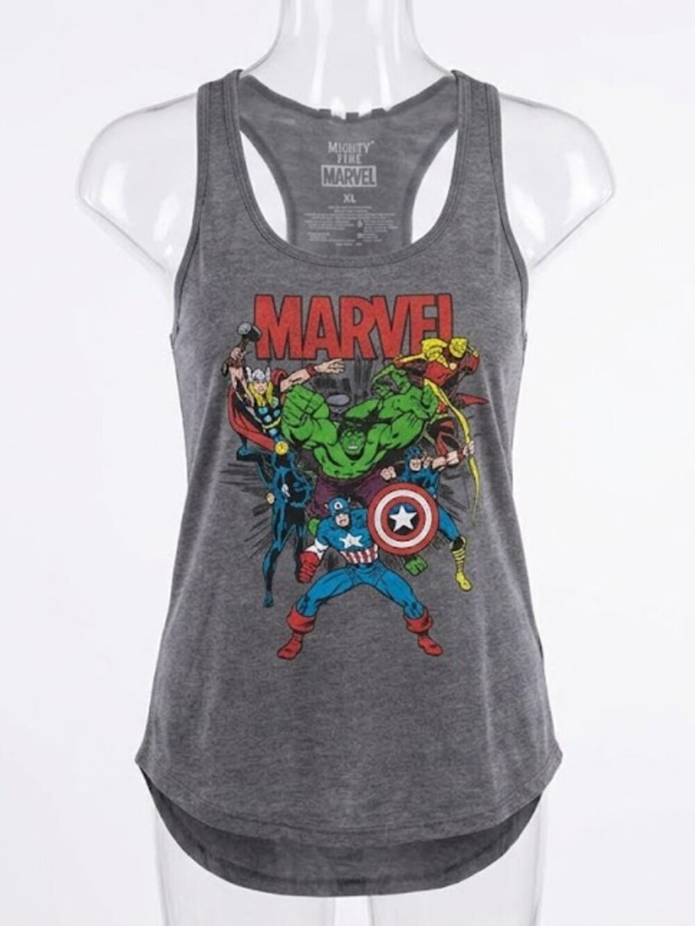 NWT Mighty Fine Marvel Avengers Graphic Racerback Tank Top Gray XL